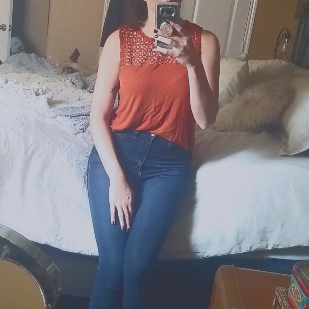 H&M Burnt Orange Short Sleeve Blouse